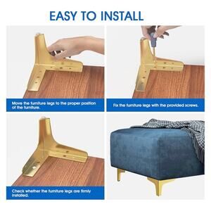 7 Inch Gold Furniture Leg Metal 4 Pieces Heavy Duty Replacement Feet
